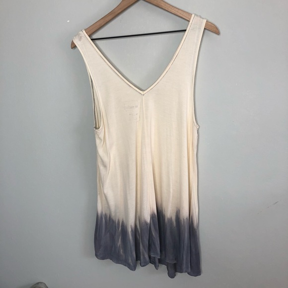 Free People Cream / Grey Dip Dye Tunic Tank Top - Picture 6 of 8